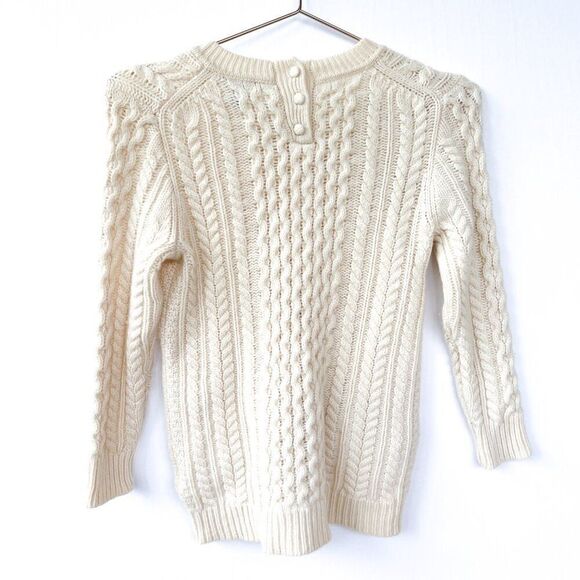 J. Crew 100% Wool Cream Pockets Fisherman Sweater XXS - Picture 6 of 9